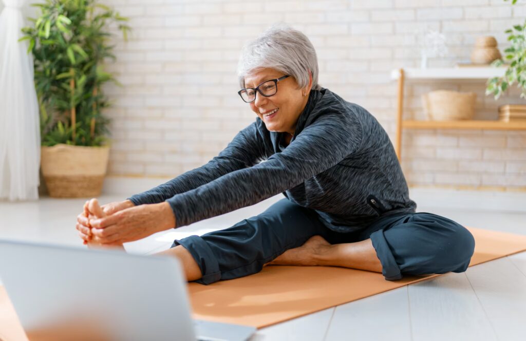 Clinical Pilates 14 senior woman exercising at home 2024 11 05 08 17 14 utc